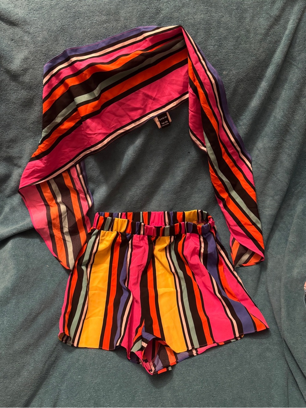 SHEIN Pink Multicolor Striped Top - Tall XS